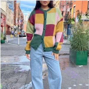 Lisa Says Gah Lauda Colorblock Cardigan Sweater